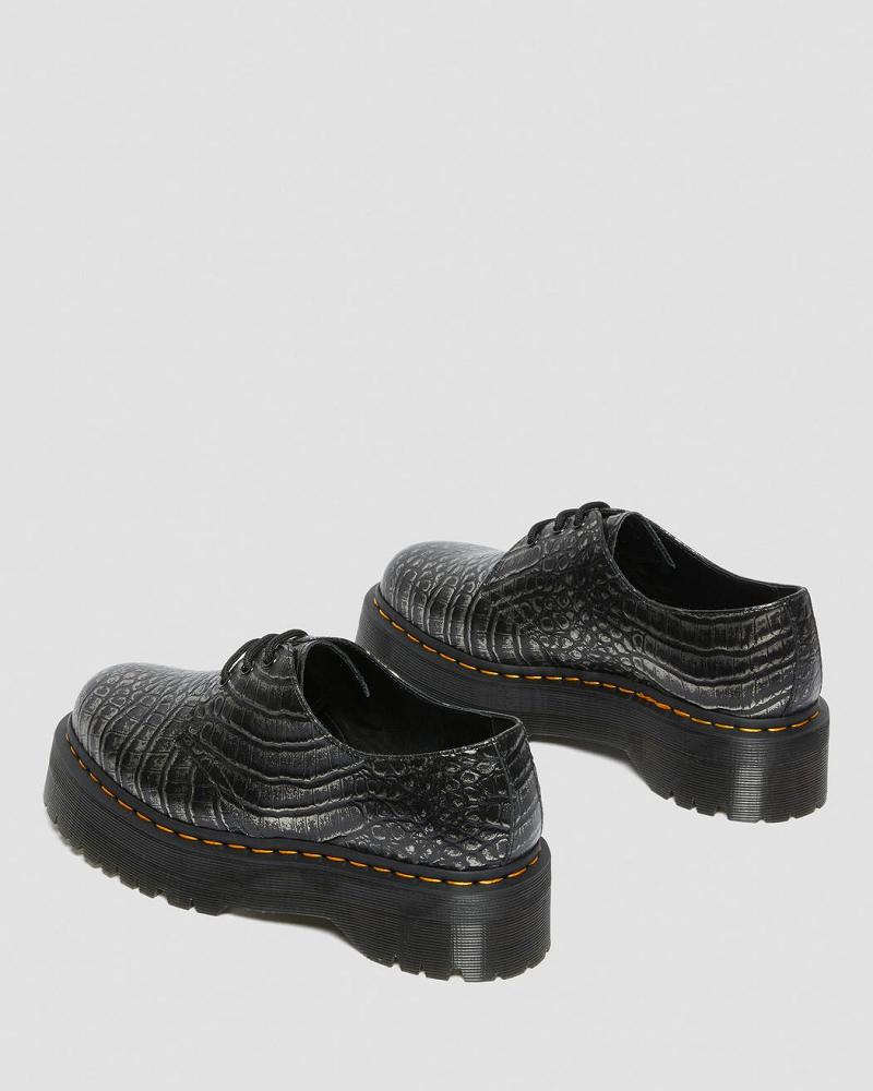 Zapatos Plataforma Dr Martens 1461 Croc Emboss Cuero Hombre Negros | MX 198VRW